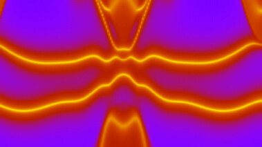 Farbliche Darstellung einer elektronischen Bandstruktur mit Energieniveaus und Übergängen.